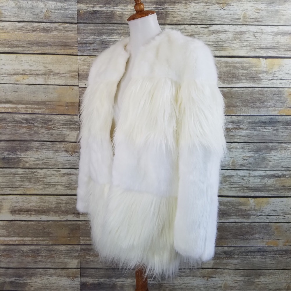 NWT Zara Cream White Combined Faux Fur Teddy Coat - Picture 6 of 8